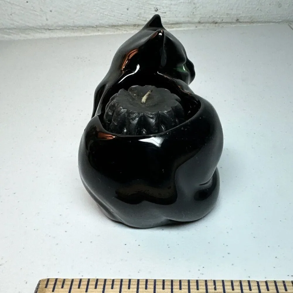 Vintage Mcrae’s Black Cat Candle Holder Figurine Halloween